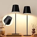 Kakanuo Cordless Table Lamp, 3 Color Stepless Dimming, 5000mAh Rechargeable Battery Powered, Outdoor LED Lamps, for Dining Room, Living Room, Bedroom, Bar, Cafe, Restaurant, Patio, Camping - Black