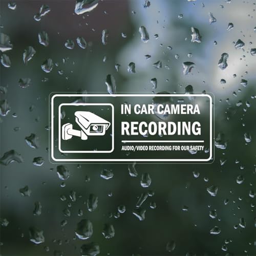Image of 4Pcs for Car in Car Camera Recording Sign for car, Audio Video Recording Window Vinyl Sticker Self-Adhesive Security Warning Sign Removable for Car Vehicle -5.9 x 2.5 Inch