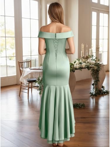 Bedlover Satin Mother of The Bride Dresses 2025 Ruffle Long Off Shoulder Formal Evening Party Gowns2