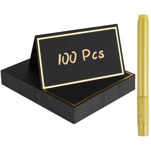 100 Pièces Marque Place, Noir Porte Nom Table Vierges avec 1 Stylo Marqueur, Marque Place Mariage, MarquePlace Anniversaire pour Mariage, Communion,...