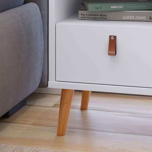 Kit 2 Mesas de Cabeceira Jess 1 Gaveta Pés Palito Branco - JM Casa dos Moveis