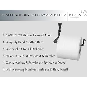 Rtzen bathroom toilet paper holder handcrafted rustic wrought iron wall decor toilet roll holder black matte wall mount toilet paper bar for modern farmhouse bathroom decor  urban country home decor