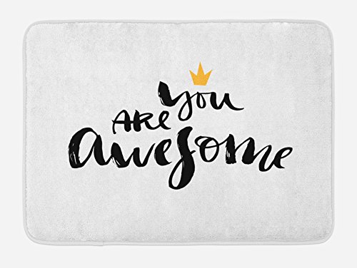 Ambesonne Saying Bath Mat, Ink Lettering You are Modern Brush Calligraphy and a