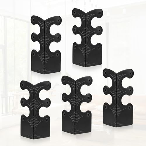 Image of Tinoaly 5pcs Black Iron L-Shaped Baseboard Skiffers Corner Protectors for Furniture, Baby Proofing, Office Supplies