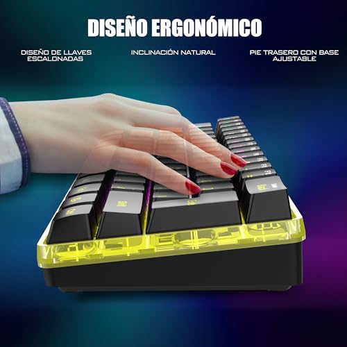 RedThunder Teclado Mecánico Inalámbrico Gaming 60%,Retroiluminación RGB Dinámica,Ratón Celular Ligero de 3200 dpi,Teclado Ultra-Compacto 62 Teclas Anti-ghosting,Disposición QWERTY ES,para PC/PS5/Xbox - imagen 4