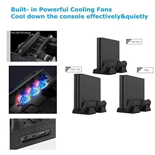 Cooling Fan Station Charging Dock For Playstation 4,Controller Charging Station With Game Slots For Playstation 4 Console Regular/Slim/Pro #TOP2