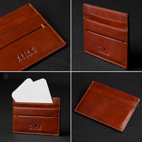 Image of Time Resistance Credit Card Case - Leather Business Card Holder - Italian Handmade Card Organizer