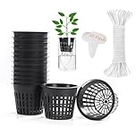30 Pack 3 Inch Net Cup Pots with Hydroponic Self Watering Wick & Plant Labels for Aquaponics Mason Jar Insert Orchid kratky Vegetable Garden Gardening Growing Netted Baskets Slotted Mesh Wide Lip Rim