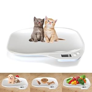 Small Animal Digital Scale, Pet Scale with LCD Display, Puppy Scale, Electronic Kitchen Food Scale, (Max 33lbs),14 x 10 inches, for Weighing Kitten, Puppies, Hamster, Newborn Pets (White)
