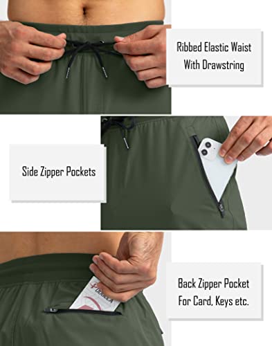 Pudolla Men's Lightweight Jogger Pants Workout Gym Running Pants With Zipper Pockets For Athletic Casual(Army Green Xx-Large) #TOP3