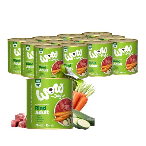 WOW Dog Hunde-Nassfutter mit Rind 12 x 800g | ohne Getreide & Zucker