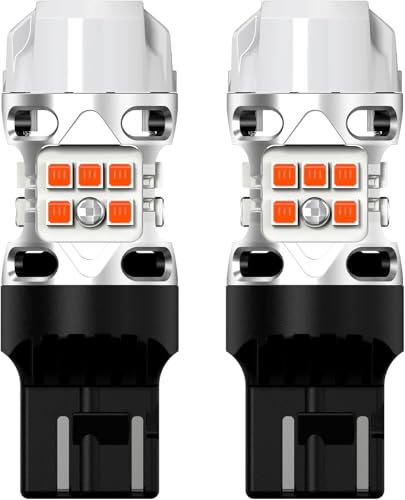 LASFIT T3 7440 7443 LED Turn Signal Amber Super Bright 4000LM CANBUS Error Free Turn Signal Bulbs Upgraded 7444na 7441 7444 7440NA W21W WY21W with Built In Resistor Only For Standard Socket(2pcs)