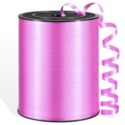 Aoropo 600 Yards Hot Pink Curling Ribbon for Gift Wrapping 1/5 Inch Hot Pink Balloon String Balloon Ribbon for Birthday Party Christmas Crafts