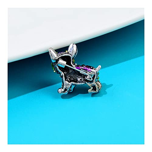 Broche chien strass vert jaune avec épingle de sûreté robuste