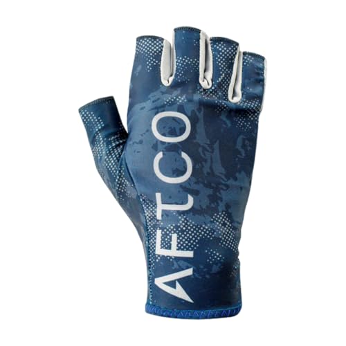 AFTCO Solblok Fingerless Fishing Gloves (Naval Storm Camo XX-Large)