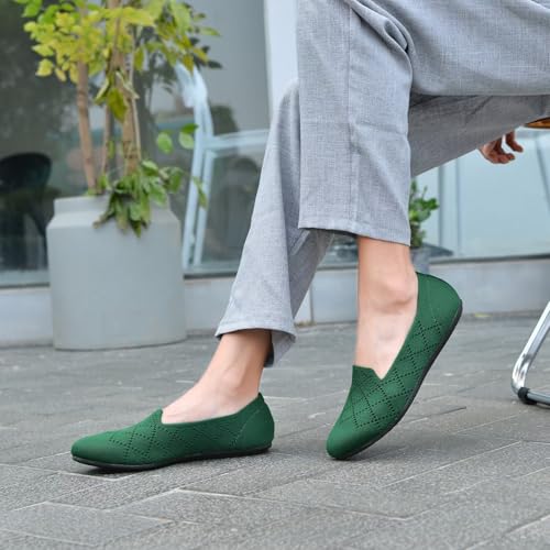 Image of poemlady Women's Ballet Flat Shoes Dress Shoes Knit Round Toe Slip On Ballerina Walking Flats Shoes for Woman Low Wedge Casual