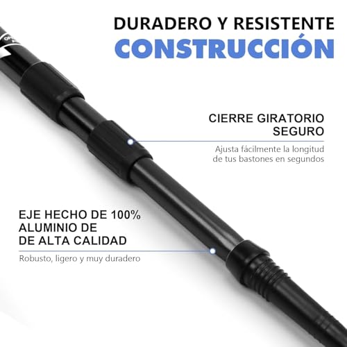 Image of sky haven Trekking Poles, Collapsible Lightweight Shock-Absorbent Hiking Walking Sticks Adjustable Aluminum Hiking Poles for Women Men Kids, 2 Pack (2pcs Black)