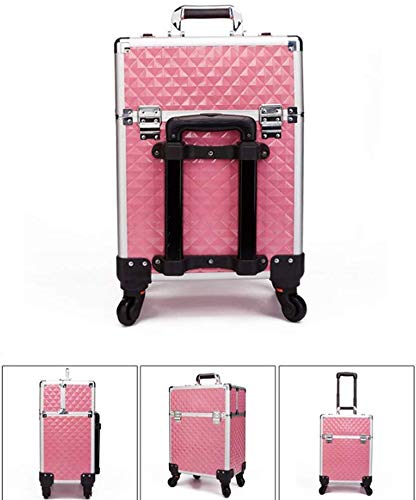 BYCDD Trolley Kosmetikkoffer Schminkkoffer, Multikoffer Etagenkoffer mit 360° Rollen Abnehmbar Make-up Koffer,Pink – Bild 3