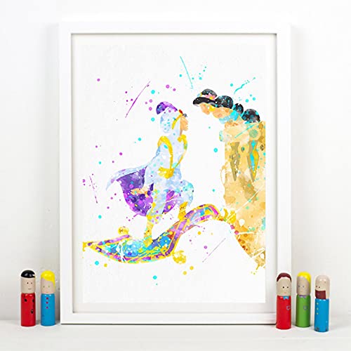 Alta definición Aladdin y Jasmine Color Wall Art Canvas Painting Classic Cartoon Aladdin Magic...