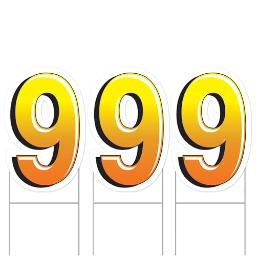 Beistle 3 Piece 18" x 11.75" Plastic Number 9 Yard Signs With Metal Stakes, Numerical Outdoor Lawn Decoration for Birthdays, Anniversaries, Achievements, Graduation, Milestone Celebrations by Beistle - Used condition - US$20.72