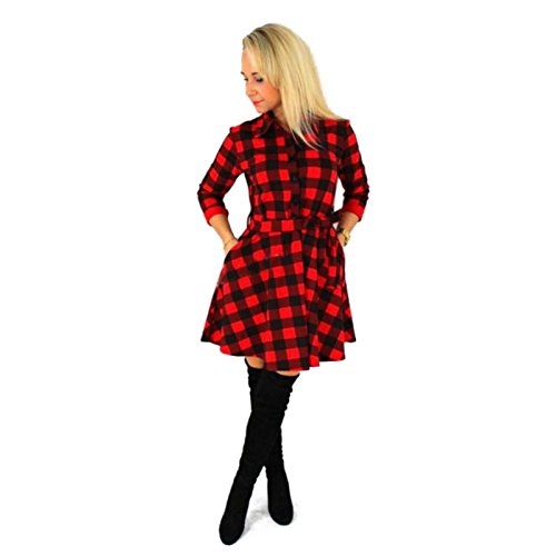 Plaid long sleeve shirt dress Clearance