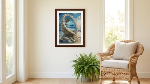 Image of Seashell and Summer Beach Stamped Cross Stitch Kits, Embroidery Starter Kit for Adult Beginners, 11CT Cross-Stitch Patterns Dimensions Kit Arts，Needlepoint Kit Crafts for Home Decor 15.7x11.8 inch