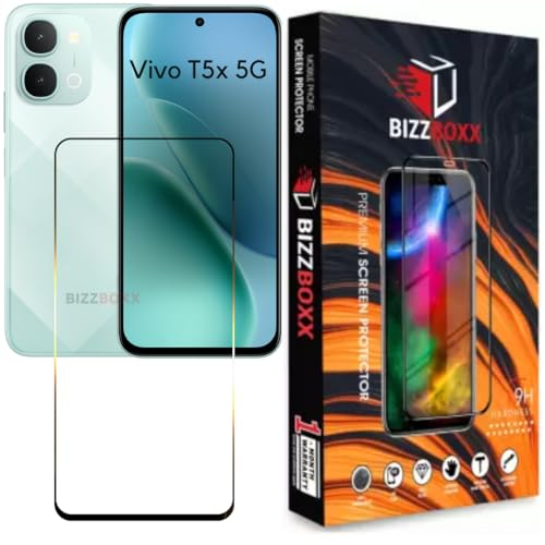 Image of Tempered Glass For Vivo T5x 5G Screen Protector Guard - HD Clarity, Anti-Fingerprint Screen Guard (For Vivo T5 x - 6.76 inch) With Installation Kit - Pack of 1