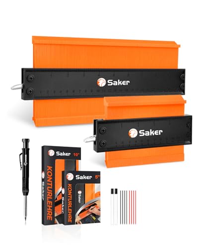 Saker Konturenlehre Kontur 25+12cm Set, Weihnachtsgeschenke für Vater Männer Handwerker, Holzschreiber, Präzise Mess- und Markierungswerkzeuge für DIY, Tischlerei und Bauarbeiten