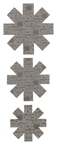 Now Designs Pan Protectors, Set of 3, Pots and Pans Grey Print