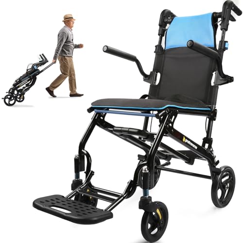 10 Best Lightweight Portable Chair for Seniors: Comfort Meets Easy Mobility 10 Wheelchairs for Adults,Utral-Lightweight(only 19.4lbs) Transport Chair, Foldable and PortableTravel Wheelchair with Telescopic Handle,Portable Folding Transfer Wheelchairs for Seniors(Blue)
