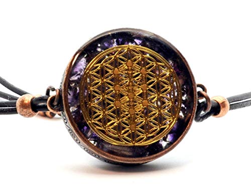 ZZYBIA Flower Of Life and Tree of Life Orgone Pendant with Amethyst