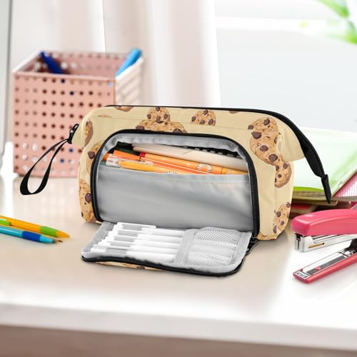 Image of Big Capacity Pencil Case,Chocolate Cookies Pen Bag Pouch Holder Stationery Bag School College Office Organizer for Teen Adults Student