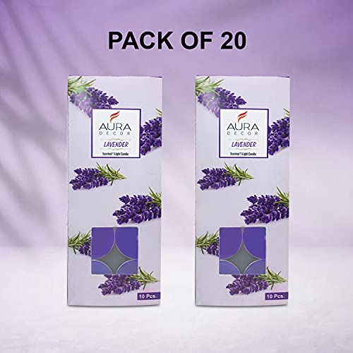Image of AuraDecor Scented Tealight Candles, Pure Wax 20 Pcs (Lavender)
