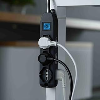 Electraline 62019 Multipresa 9 Posti 3 Polivalenti Schuko 10/16A + 6 Bivalenti 10/16A-Cavo, Nero, 1.5 m