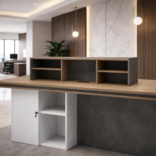 Image of Modern Luxury Reception Desk | For Office, Salon & Clinic, Contemporary Front Counter Table, Particle Board, RCT-006 LPB L5W2