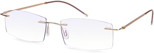 TERAISE Lentes de lectura sin montura para hombres y mujeres, lectores ligeros de metal transparente, lentes de computadora con bloqueo de luz azul