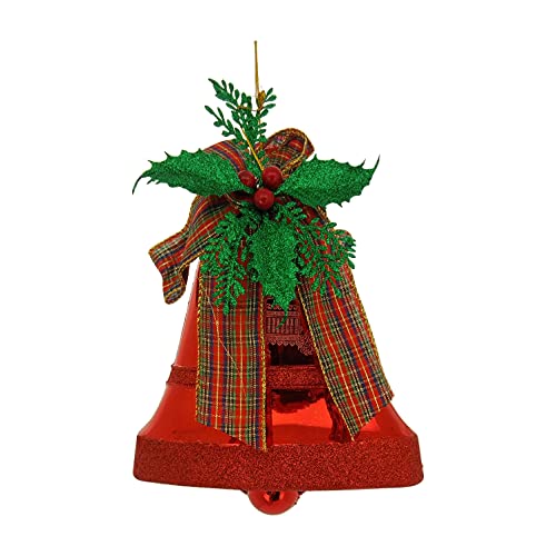 Sino Simples Brilhante Decorado 19x23cm Vermelho Enfeite de Natal -M69-2010- Yangzi