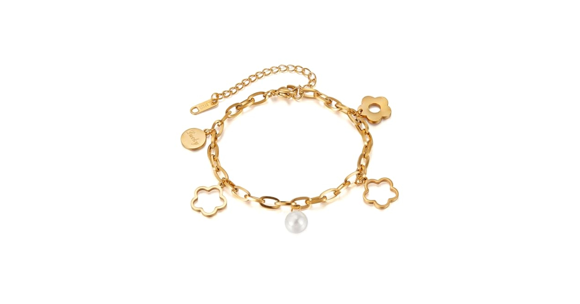 Amazon | ブレスレット レディース ステンレス 花モチーフ 18K