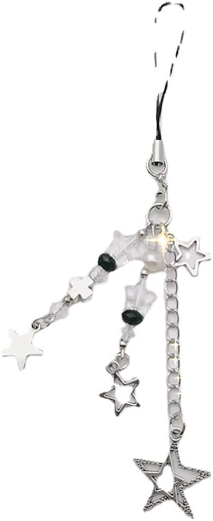 Fuqimanman2020Cute Y2K Phone Charm Strawberry Pentagram Cross Heart Butterfly Bear Pendant Beads Aesthetic Charm Purse Bag Decor