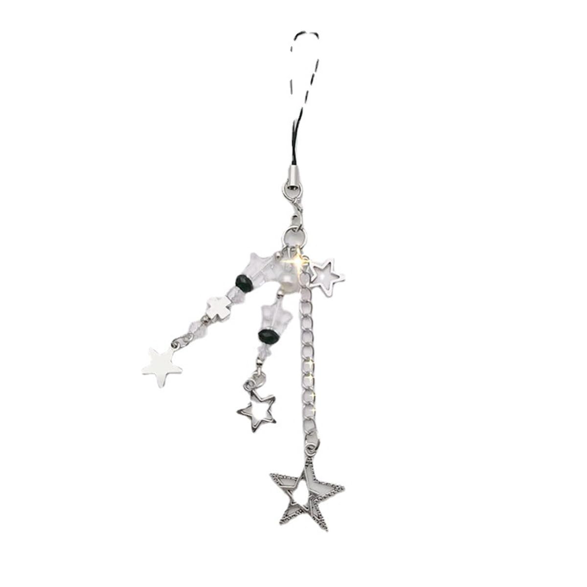 Fuqimanman2020Cute Y2K Phone Charm Strawberry Pentagram Cross Heart Butterfly Bear Pendant Beads Aesthetic Charm Purse Bag Decor