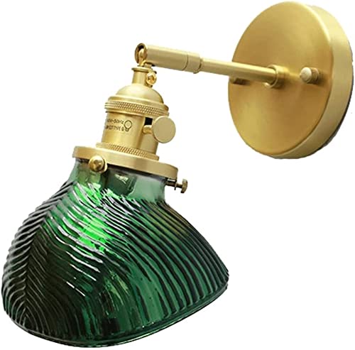 Iluminación apliques ajustable de pared para sala de estar con sombra de vidrio verde