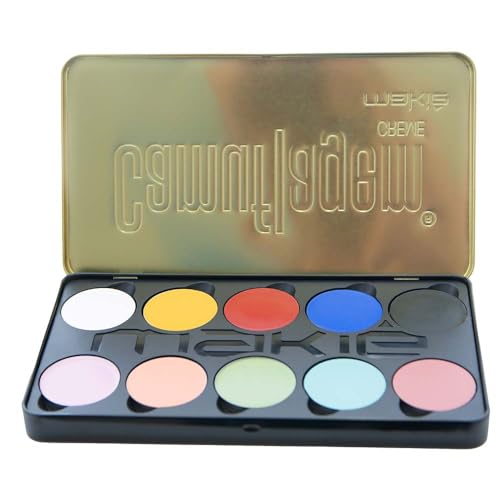 Estojo Camuflagem Makiê - Paleta Camuflagem - Mapa das Cores (10 cores de mini camuflagem) - corrigir, ocultar, contornar ou criar maquiagem de fantasia - camuflagens finas, misturável e edificável