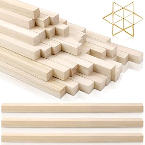 Vmiapxo 50 Pcs 1/2" x 12" Wooden Dowel Rods, Wood Strips Craft Sticks Square Dowels for Crafts Model Making DIY Projects Cover