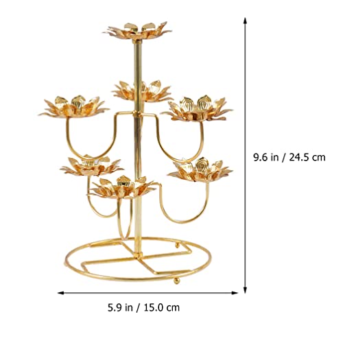Sewacc Lotus Tealight Candle Holder: Metal Candelabra Retro Candlestick Holder Buddhist Candlestick Holder Temple Candle Stand Chinese Style Buddhist Temple Decor #TOP2