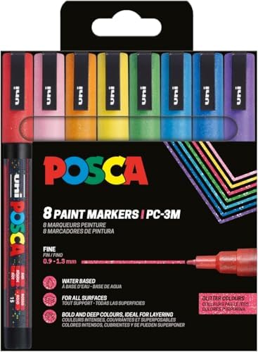 POSCA 186539 - Set de rotuladores POSCA, 8 rotuladores acrílicos ...