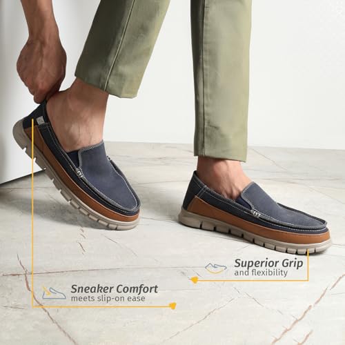 Image of YOHO Loafers for Men | Comfortable Slip on Shoes | Durable Denim Upper | Cushioned Lightweight Footwear | Lofos 101