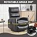 Manual Swivel Rocker Recliner Chair for Adults, Overstuffed Reclining Glider Chair for Nursing with Vibration Massage & Heat, Living Room Rocking Recliner 3-Stage backrest, Faux Leather Black