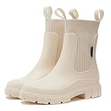 Rain Boots for Women Waterproof Rubber Mid Calf Garden...