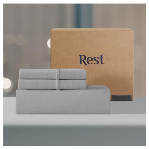 REST® Evercool®+ Starter Sheet Set, 3 PCS with No Flat Sheet, Cooling Sheets Designed for Hot Sleepers and Night Sweats, Knitted with Noble‘s Ionic+ Self-Cleaning Silver Yarns, Gray, King
