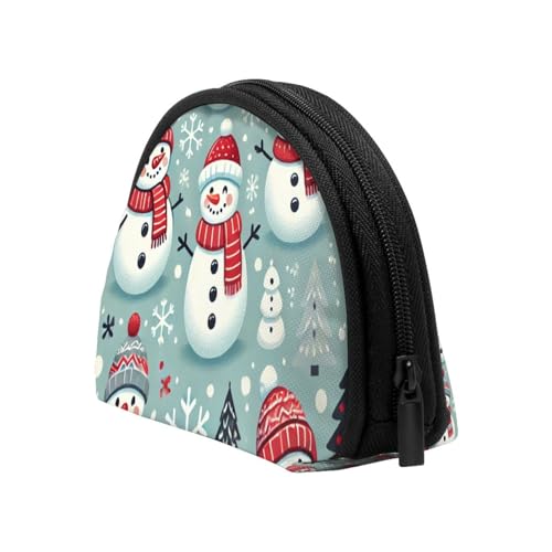 Portable Coin Purse Xmas-Snowman-Kawaii Mini Zippered Money Pouch Card Holder4